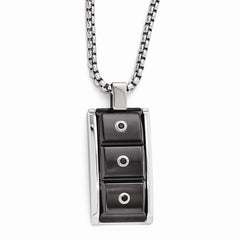 Sophia Jewelers Titanium and Silver Pendant Necklace with Black Spinel