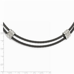 Edward Mirell Titanium & Sterling Silver White Sapphire Cable Necklace