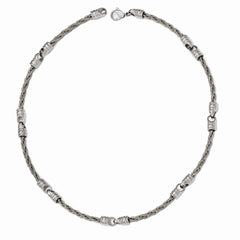 Titanium Men's Fancy Necklace with Brushed Cable and Polished Links