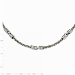 Edward Mirell Titanium Brushed Cable & Polished Link Necklace