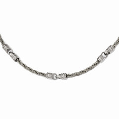 Titanium Men's Fancy Necklace with Brushed Cable and Polished Links