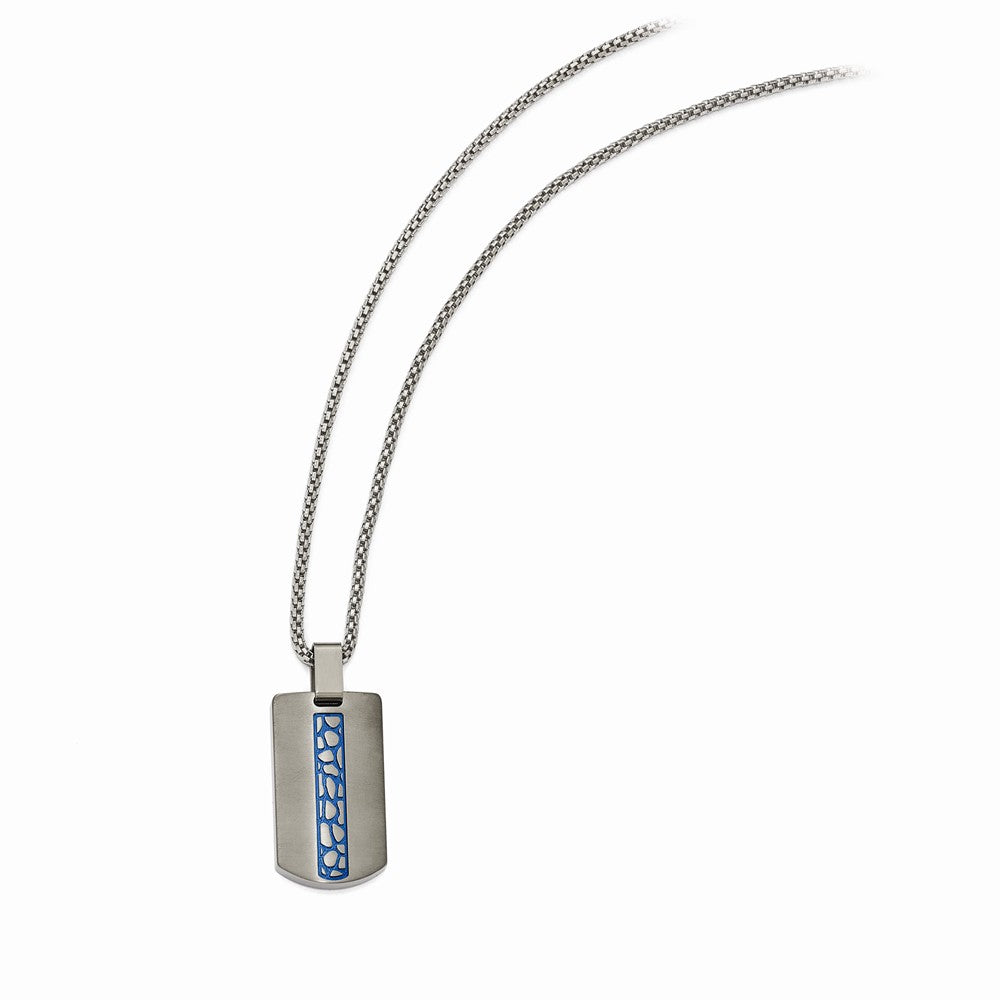 Edward Mirell Titanium Blue Anodized Brushed & Polished Necklace