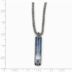 Edward Mirell Titanium Grooved Anodized & Sapphire 2 ext Necklace