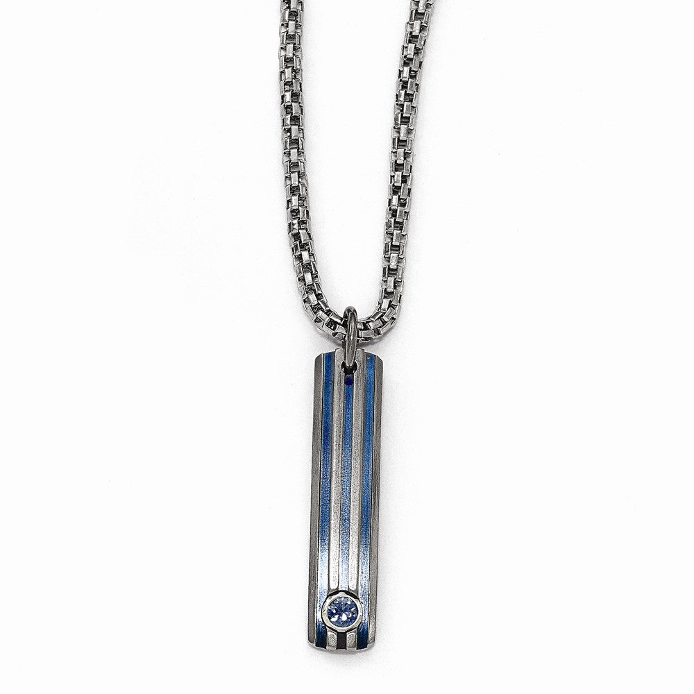 Edward Mirell Titanium Grooved Anodized & Sapphire 2 ext Necklace