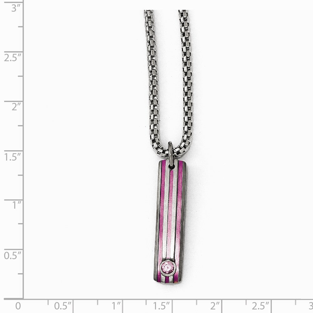 Edward Mirell Titanium Grooved Anodized & Pink Sapphire 2in ext Necklace