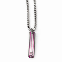 Edward Mirell Titanium Grooved Anodized & Pink Sapphire 2in ext Necklace