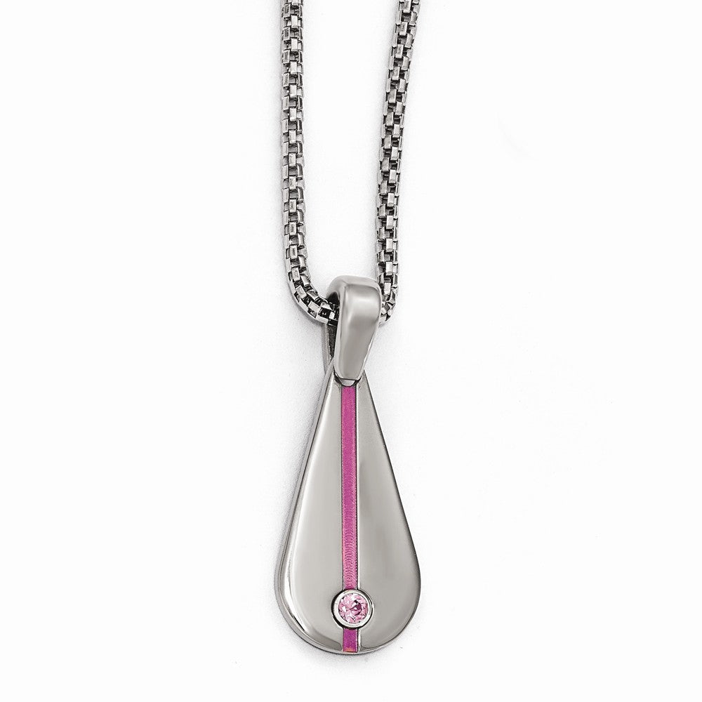 Sophia Jewelers Titanium Necklace with Pink Anodized Finish and Sapphire