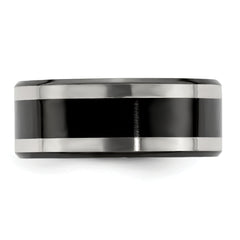 Edward Mirell Titanium Black Ti & Sterling Silver Inlay 9mm Band