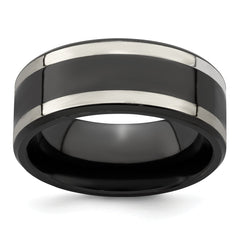 Edward Mirell Titanium Black Ti & Sterling Silver Inlay 9mm Band