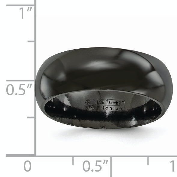 Edward Mirell Titanium Black Ti Polished Domed 8mm Band