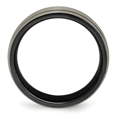 Edward Mirell Black Ti Grooves and Textured Lines 7mm Band