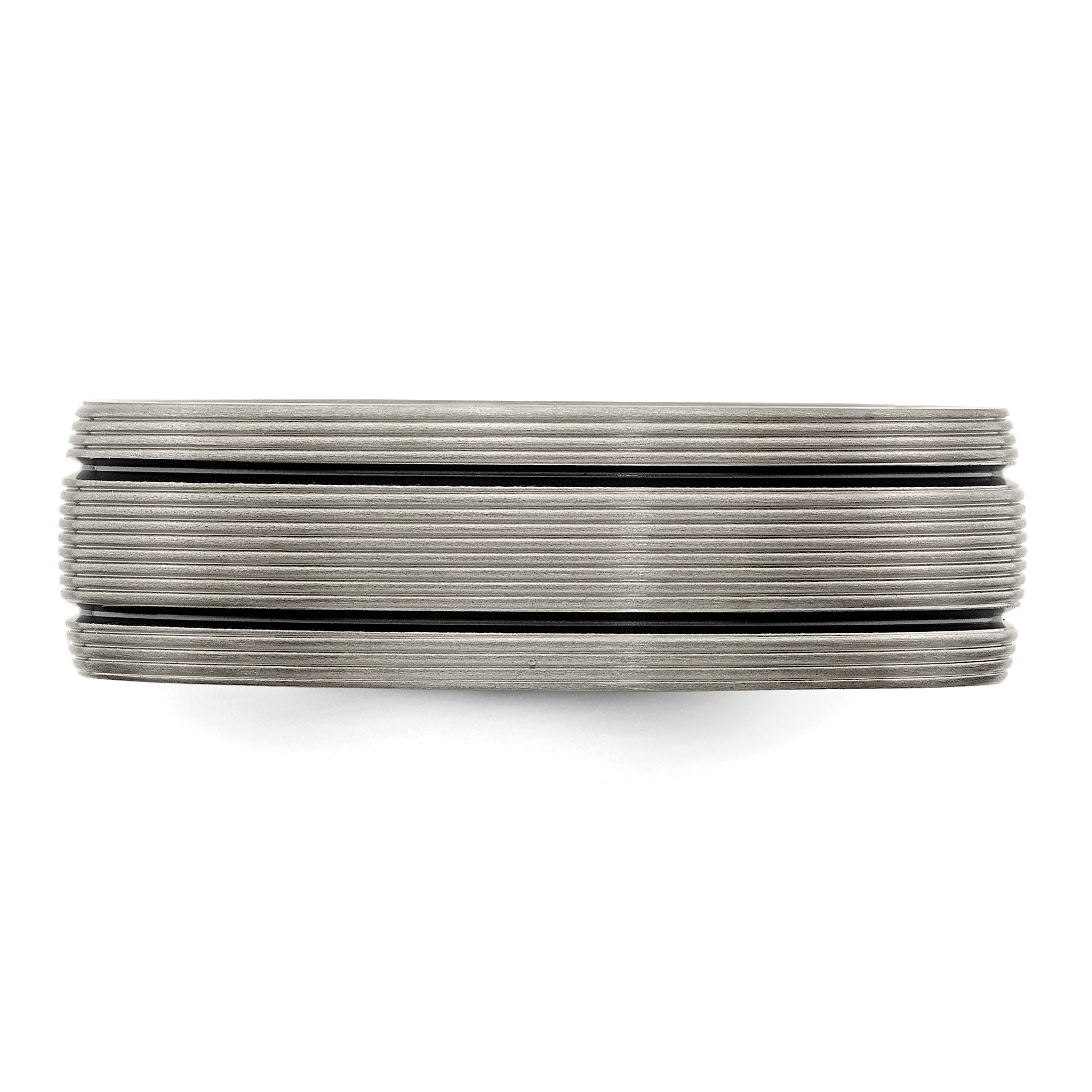 Edward Mirell Black Ti Grooves and Textured Lines 7mm Band