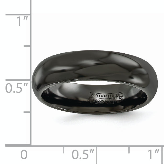 Edward Mirell Titanium Black Ti Polished Domed 6mm Band