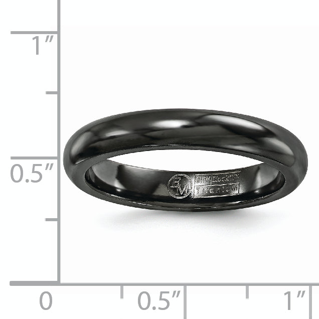 Edward Mirell Titanium Black Ti Polished Domed 4mm Band