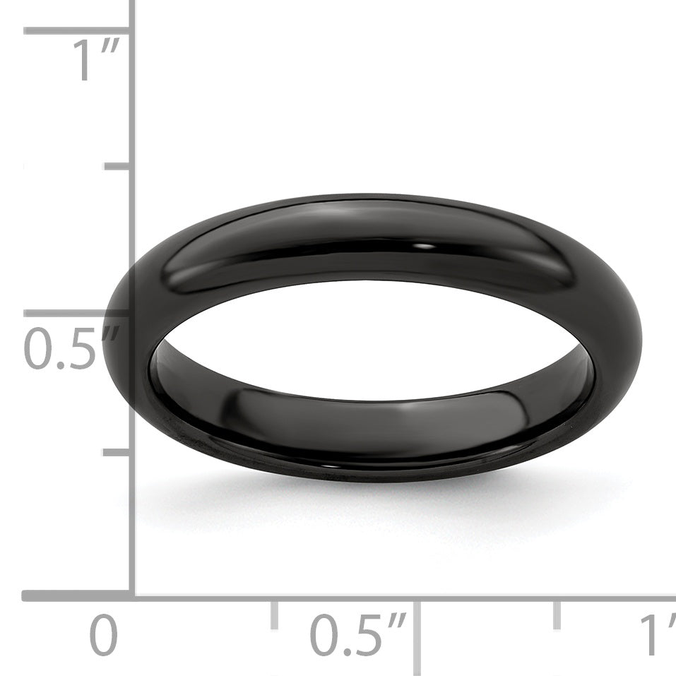 Edward Mirell Titanium Black Ti Polished Domed 4mm Band