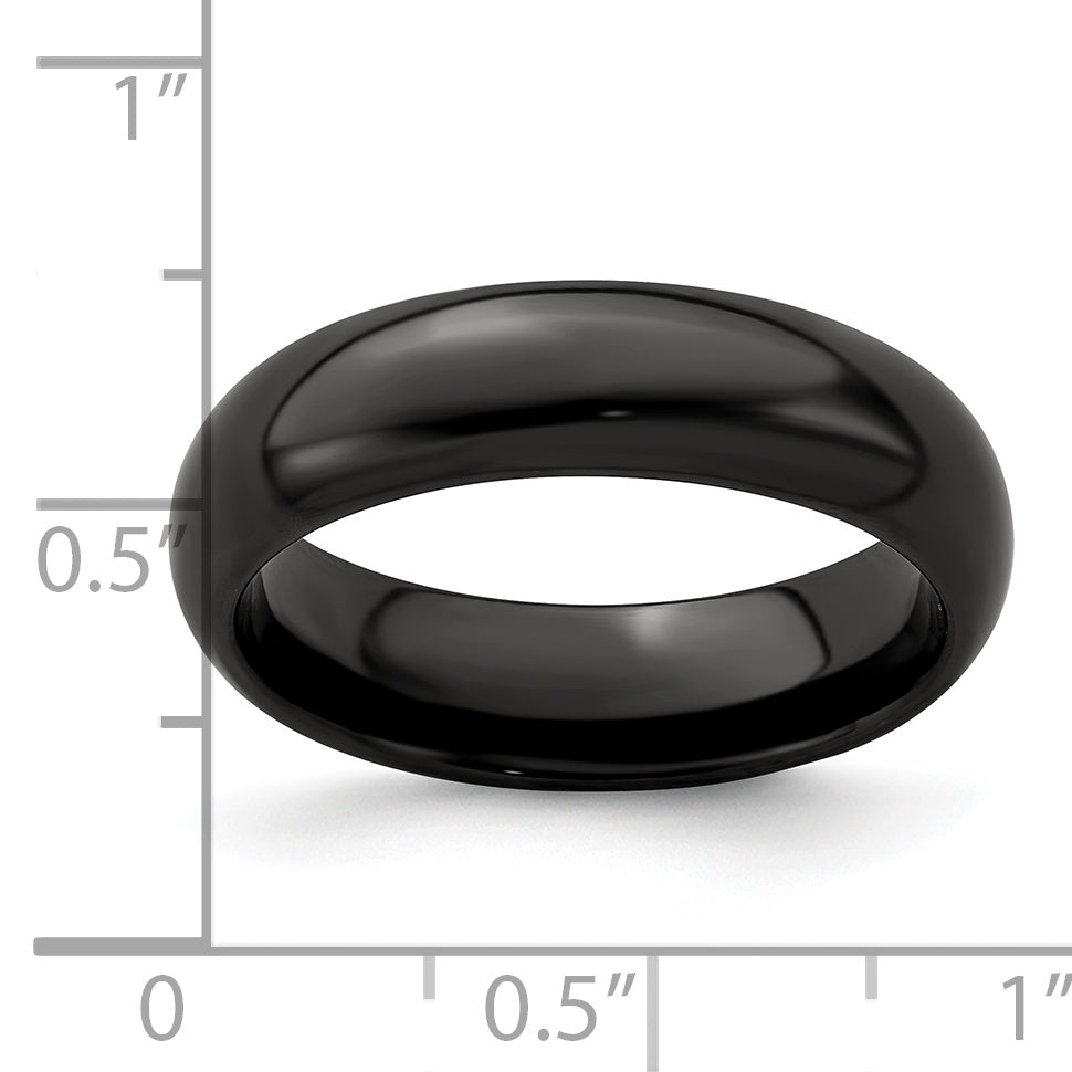 Edward Mirell Titanium Black Ti Polished Domed 6mm Band