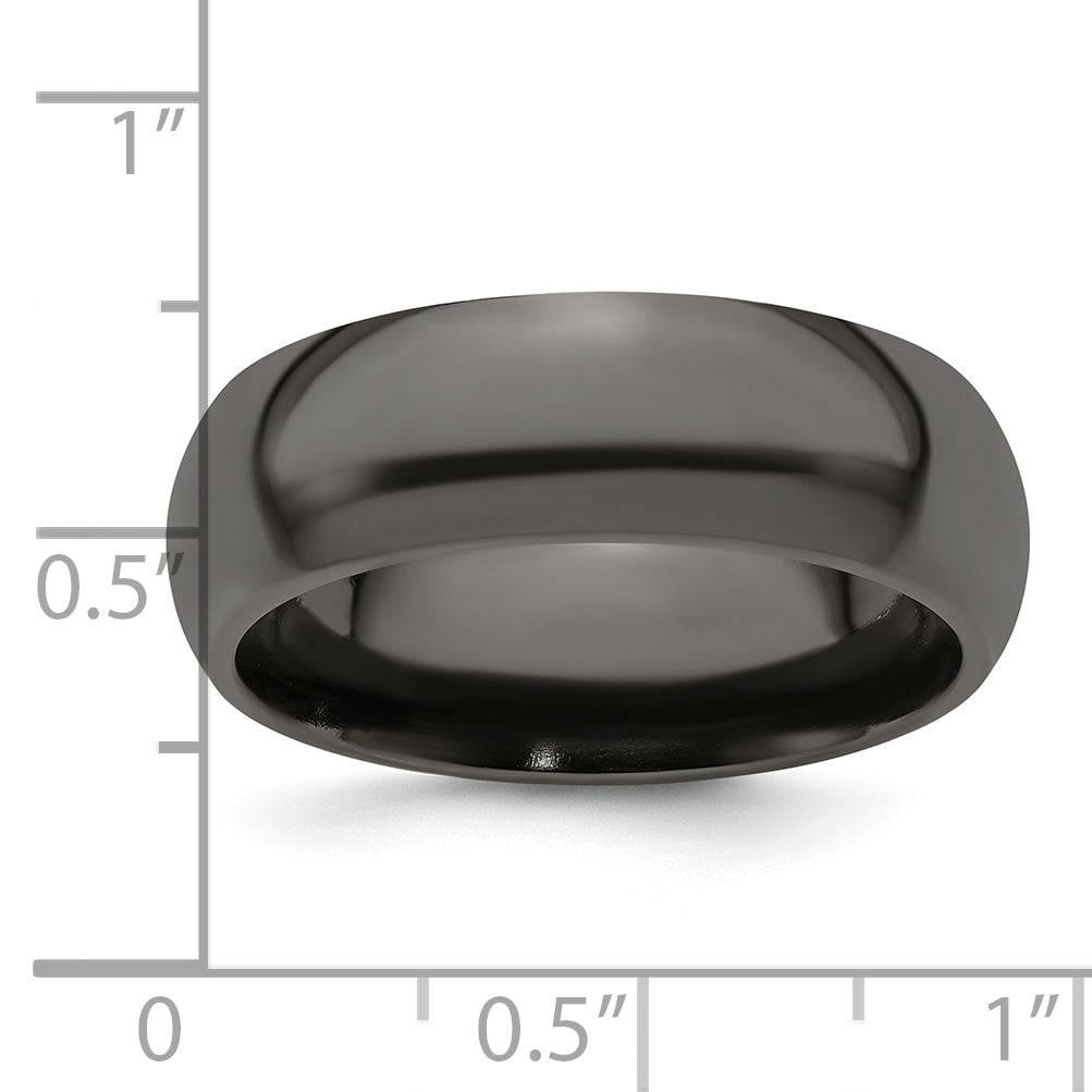 Edward Mirell Titanium Black Ti Polished Domed 8mm Band