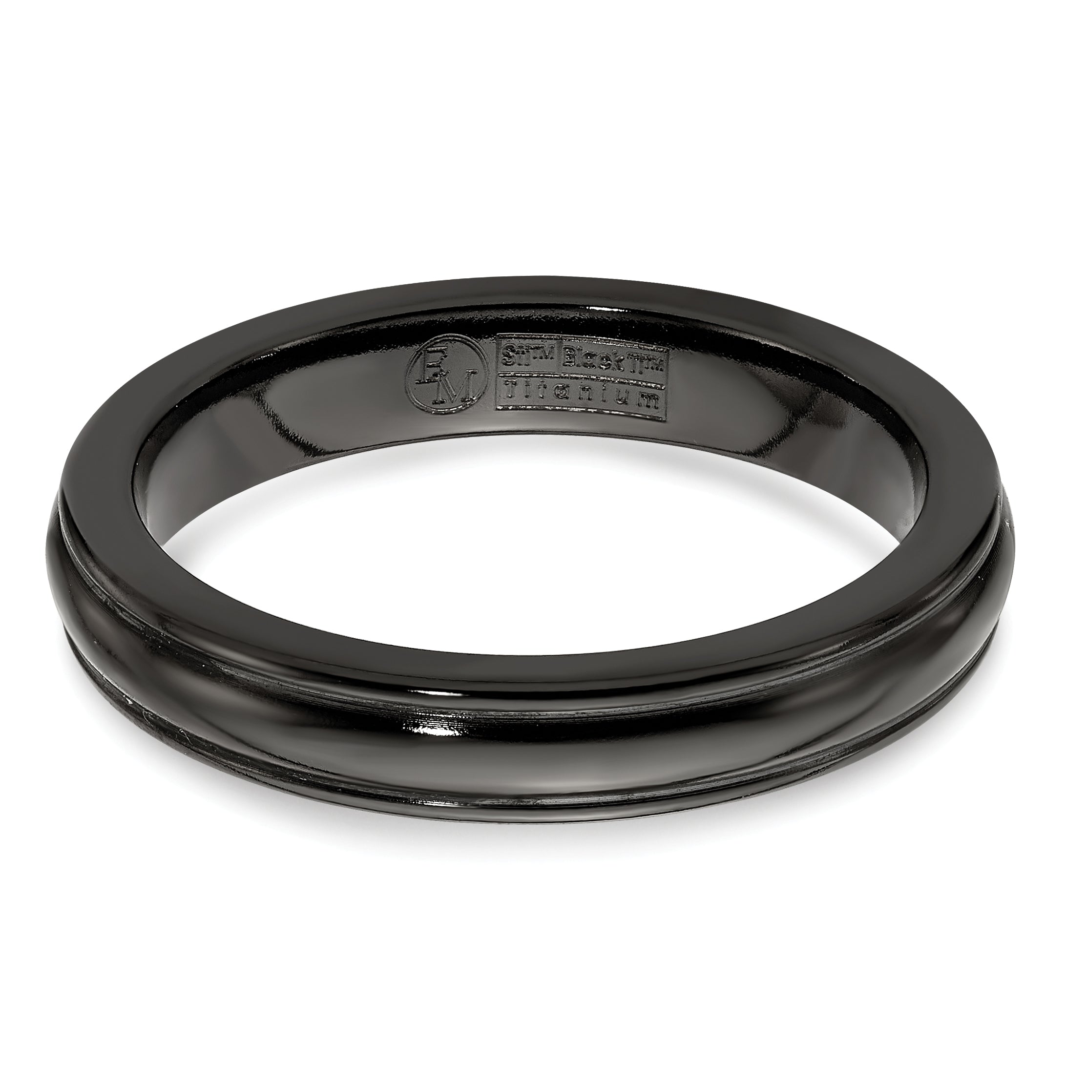 Edward Mirell Titanium Black Ti Triple Domed Grooved Edges 4mm Band