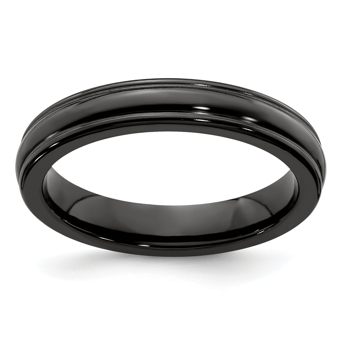 Edward Mirell Titanium Black Ti Triple Domed Grooved Edges 4mm Band