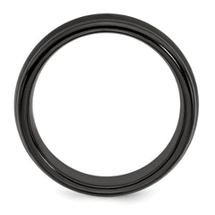 Edward Mirell Titanium Black Ti Triple Domed Grooved Edges 8mm Band