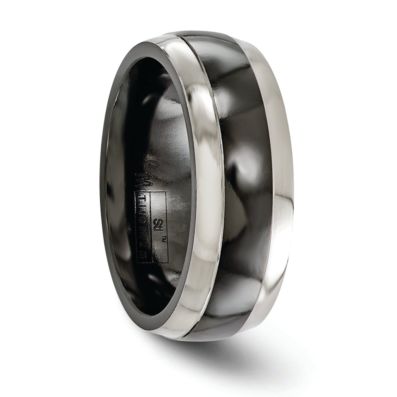 Edward Mirell Titanium Black Ti Polished Domed with Cut Edges 7mm Band