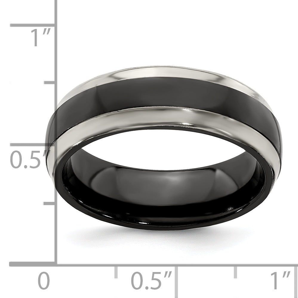 Edward Mirell Titanium Black Ti Polished Domed with Cut Edges 7mm Band