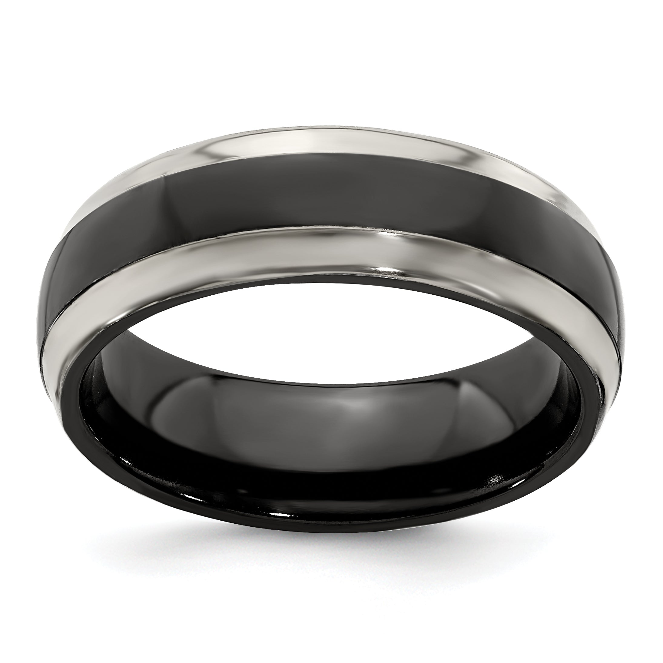 Edward Mirell Titanium Black Ti Polished Domed with Cut Edges 7mm Band