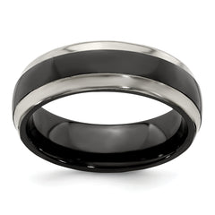 Edward Mirell Titanium Black Ti Polished Domed with Cut Edges 7mm Band