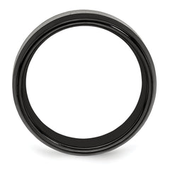 Edward Mirell Titanium Black Ti Flat Top Beveled Edge 8mm Band