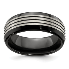 Edward Mirell Titanium Black Ti Flat Top Beveled Edge 8mm Band