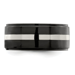 Edward Mirell Titanium Black Ti & Sterling Silver Inlay 10mm Band