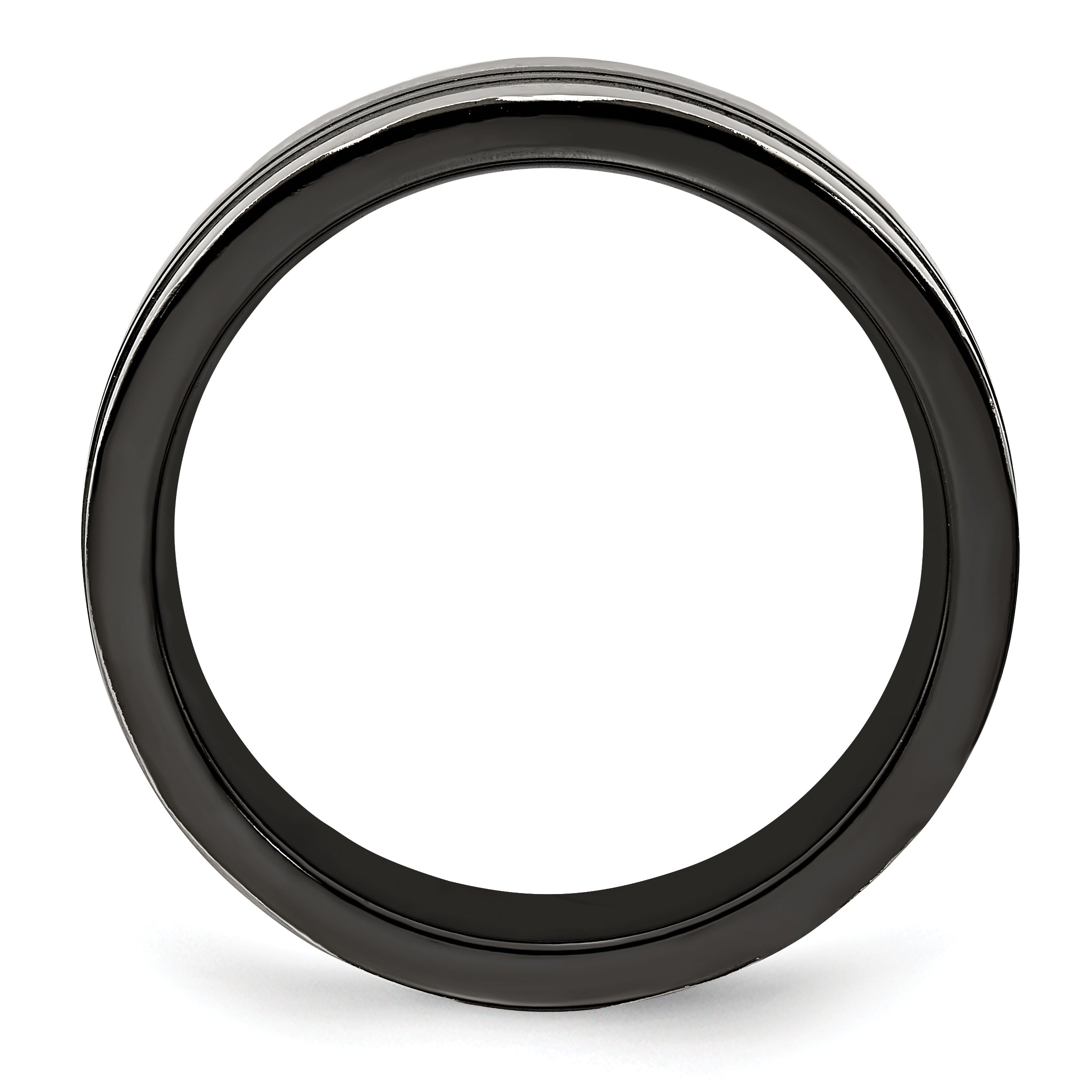 Edward Mirell Grey Titanium/Black Ti Center Grooved 6mm Flat Band