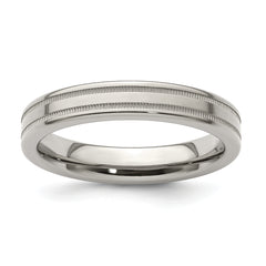 Edward Mirell Titanium Brushed/Polished Flat Milgrain 4mm Band Size 12