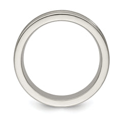 Titanium Wedding Band with Textured Lines and Polished Brushed Finish