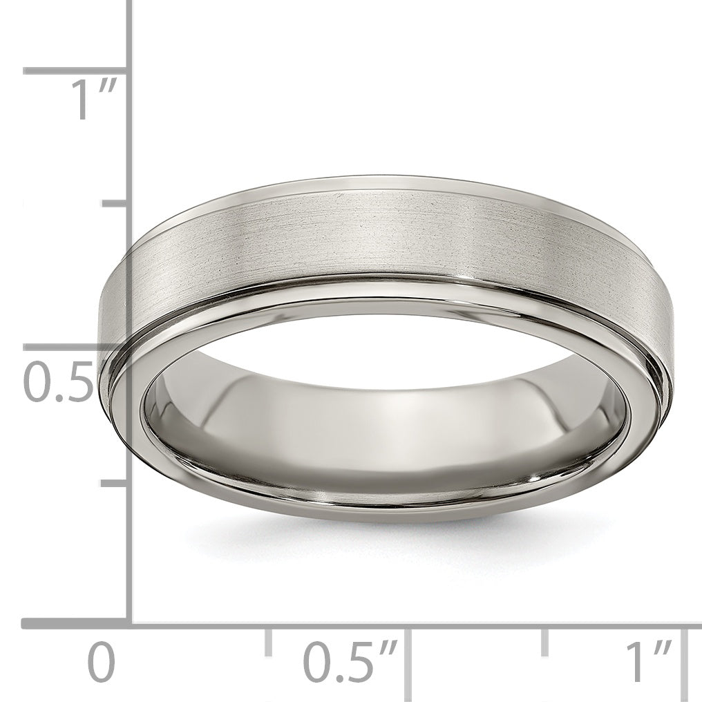 Edward Mirell Titanium Brushed/Polished Flat Step Edge 6mm Band Size 6