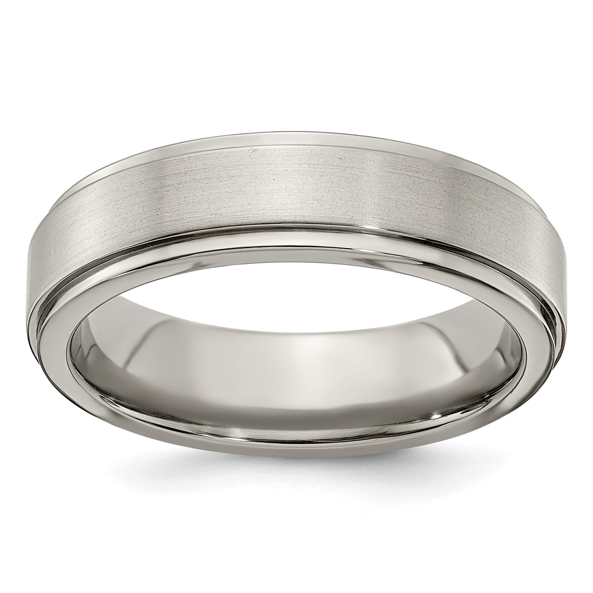 Edward Mirell Titanium Brushed/Polished Flat Step Edge 6mm Band Size 12.5