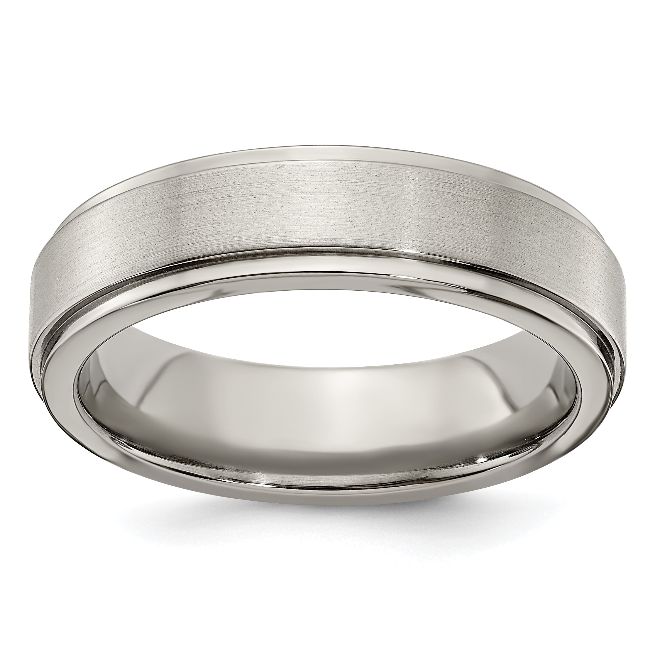 Edward Mirell Titanium Brushed/Polished Flat Step Edge 6mm Band Size 13