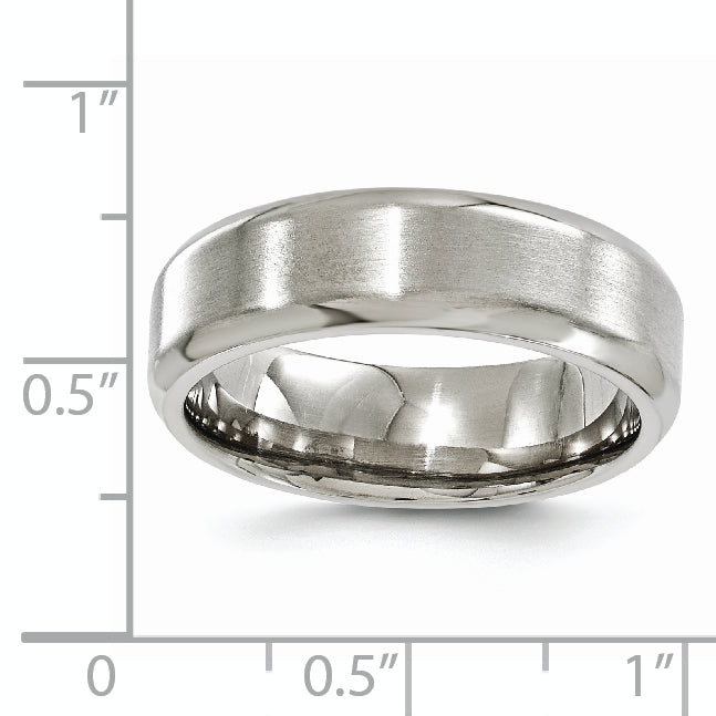 Edward Mirell Titanium Brushed/Polished Beveled Edge 7mm Band Size 6