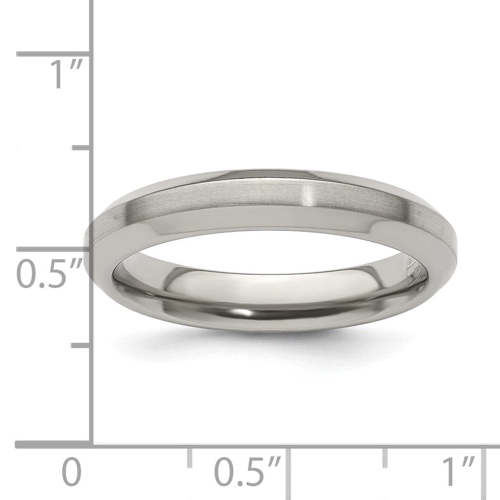 Edward Mirell Titanium Brushed/Polished Beveled Edge 4mm Band Size 5