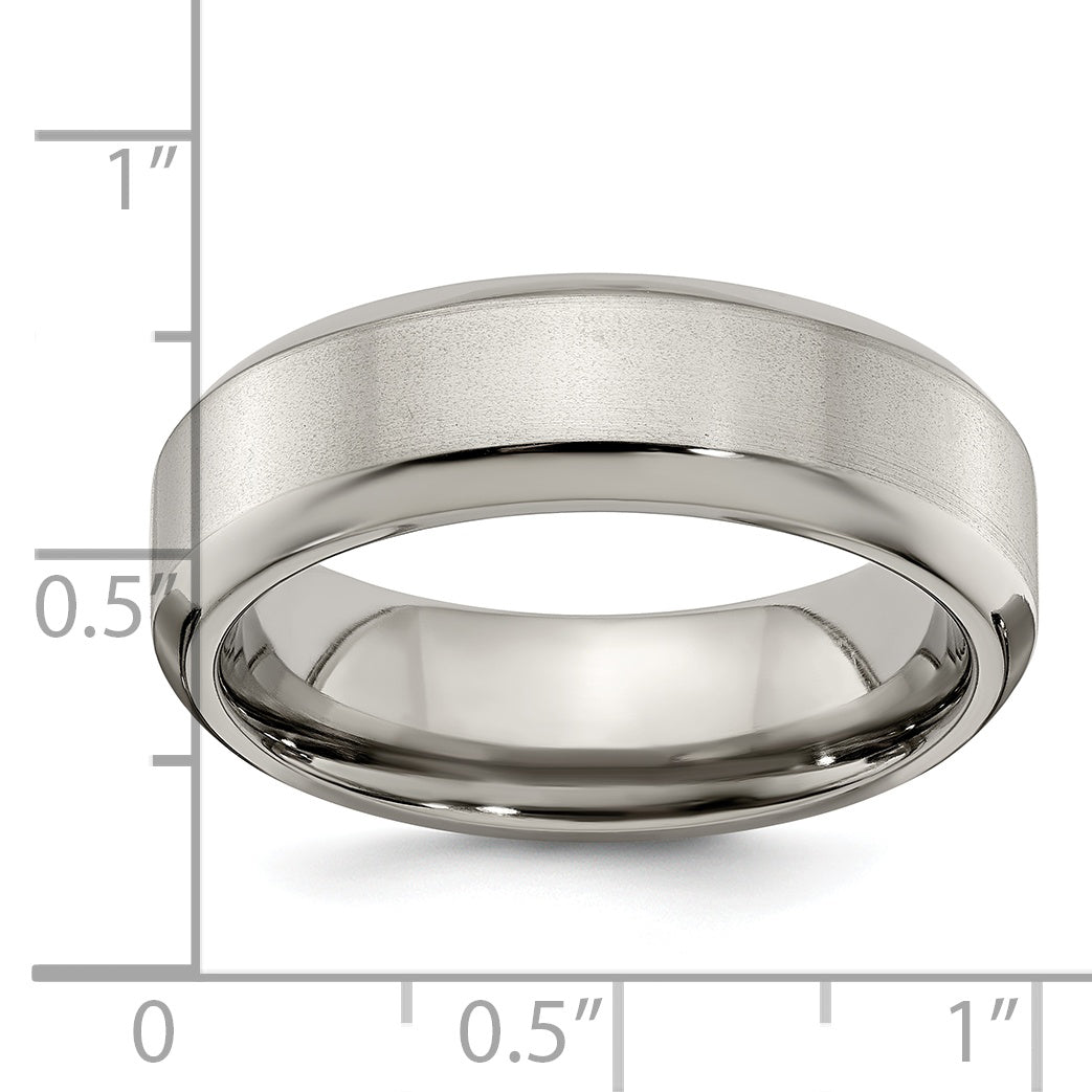 Edward Mirell Titanium Brushed/Polished Beveled Edge 7mm Band Size 6