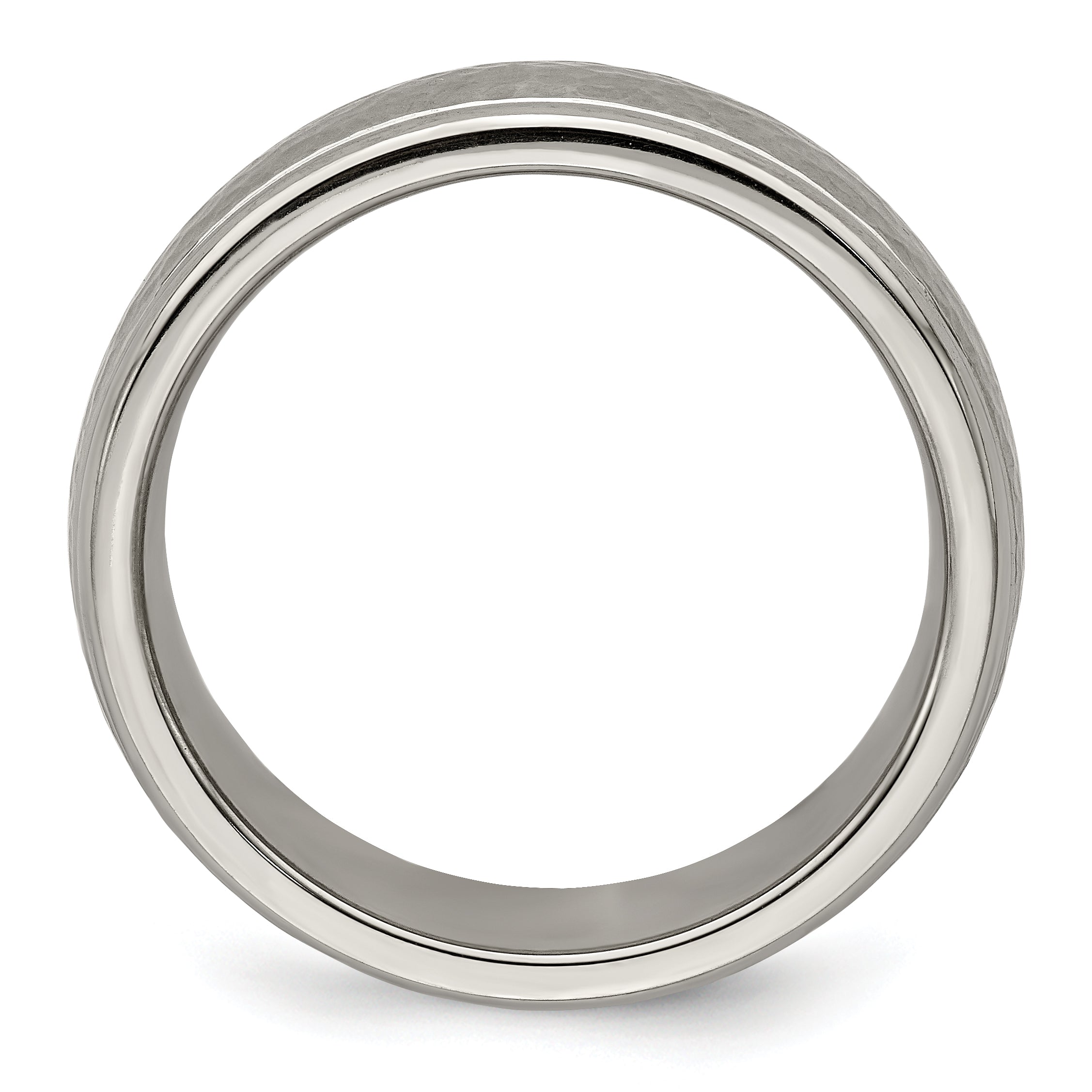 Titanium Hammered 7mm Wedding Band, Brushed & Polished Finish