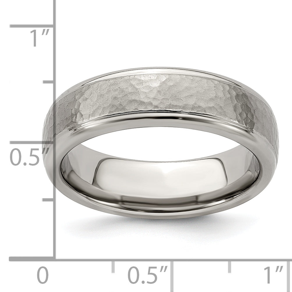 Titanium Hammered 7mm Wedding Band, Brushed & Polished Finish