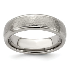 Edward Mirell Titanium Brushed & Polished Hammered 7mm Band