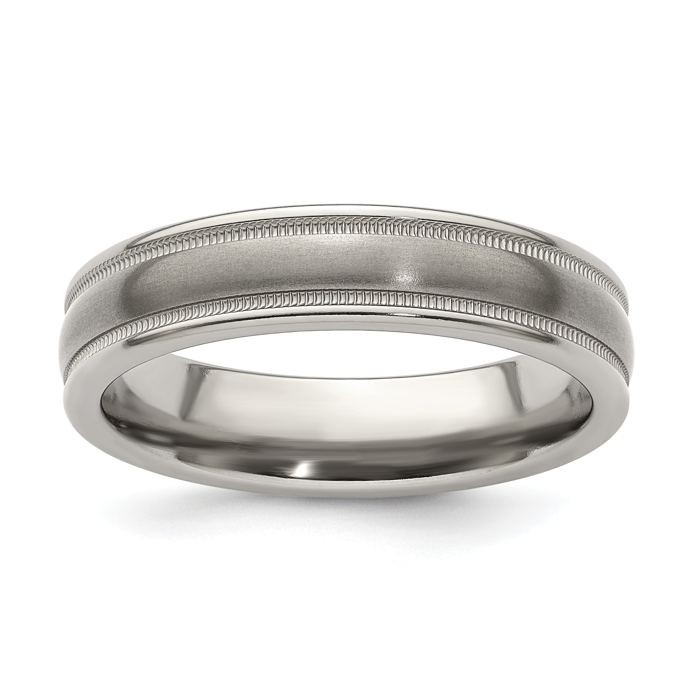 Edward Mirell Titanium Brushed/Polished Tri Dome Milgrain 5mm Band Size 10.5