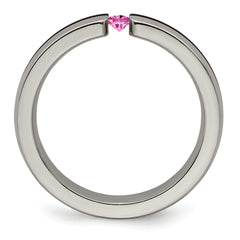 Edward Mirell Titanium Pink Sapphire & Anodized Grooved 4mm Band