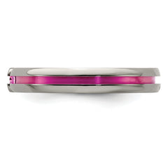 Edward Mirell Titanium Pink Sapphire & Anodized Grooved 4mm Band