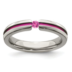 Edward Mirell Titanium Pink Sapphire & Anodized Grooved 4mm Band