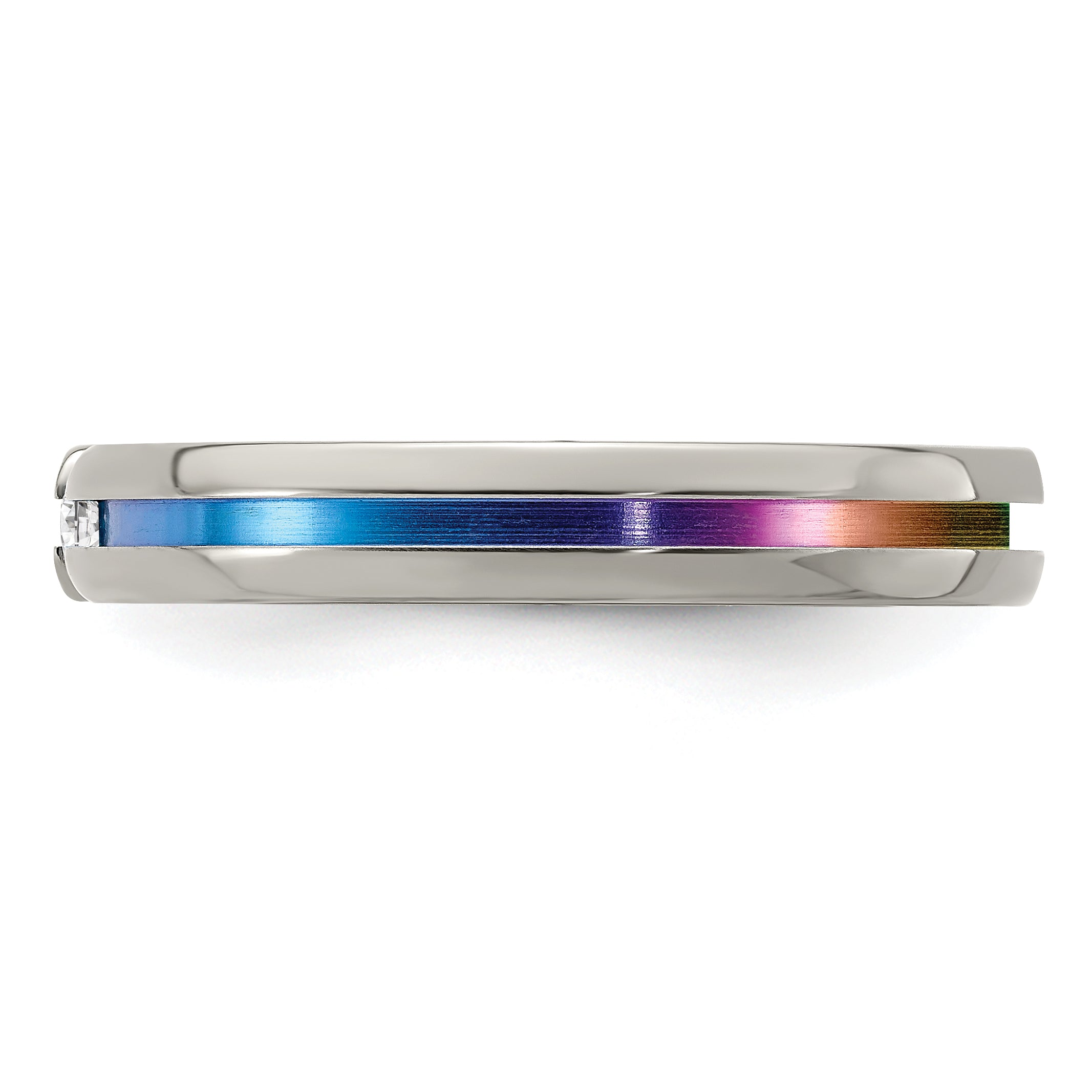 Edward Mirell Titanium Wedding Band with White Sapphire and Multicolor Anodized Accents