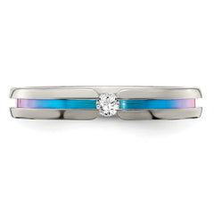 Edward Mirell Titanium Wedding Band with White Sapphire and Multicolor Anodized Accents