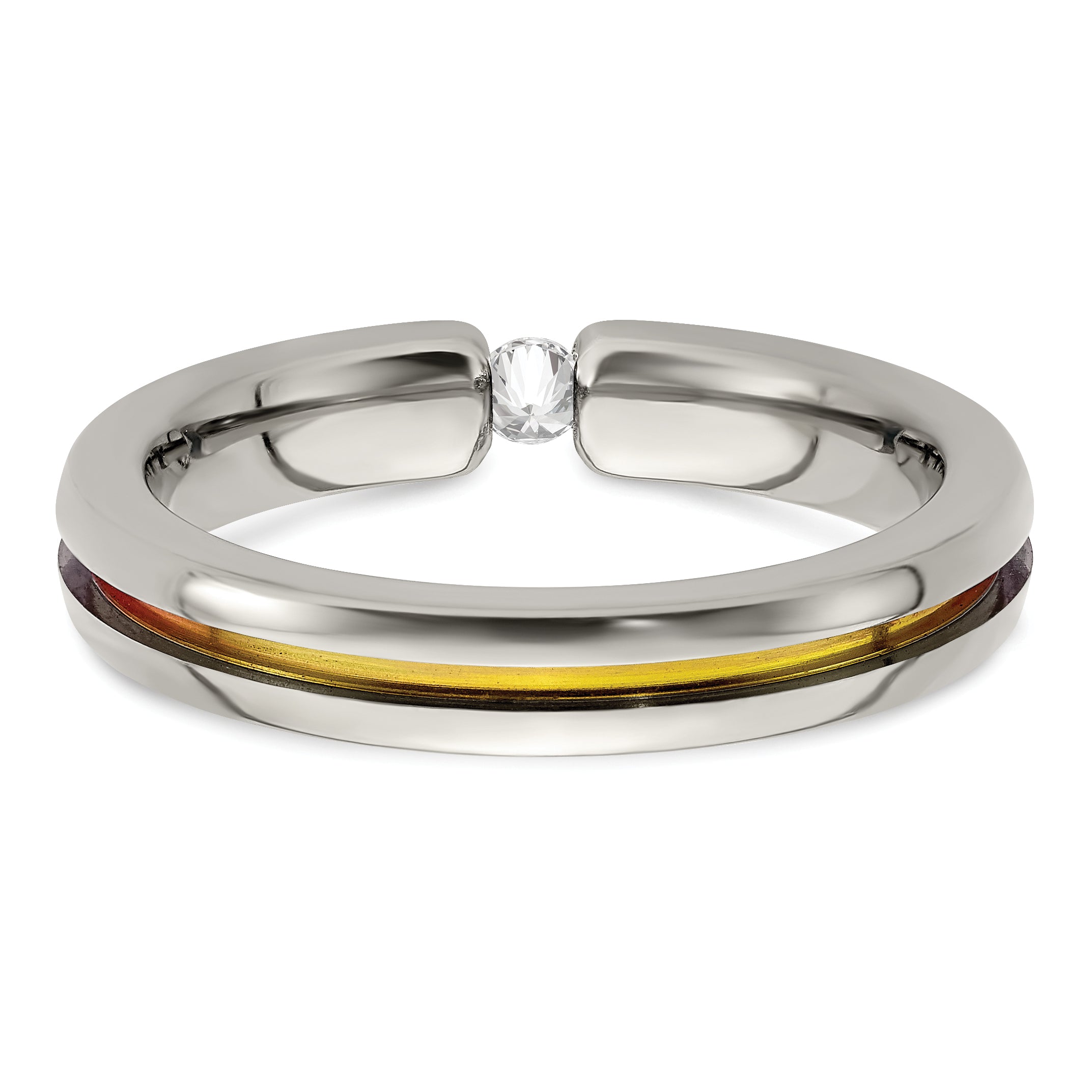 Edward Mirell Titanium Wedding Band with White Sapphire and Multicolor Anodized Accents